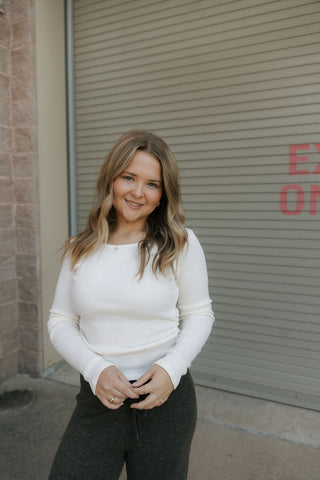 Side Ruched Top, Cream