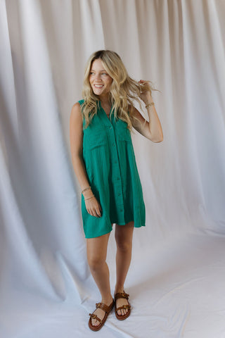 Z Supply New Light Crinkle Mini Dress, Rainforest