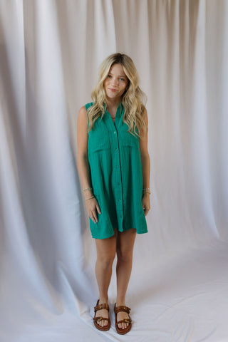Z Supply New Light Crinkle Mini Dress, Rainforest