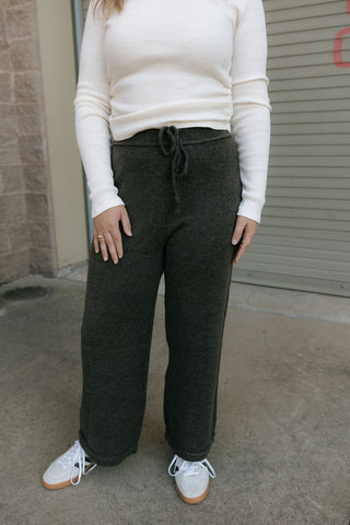 Two Tone Sweater Pants, Chocolate *final sale* - The Red Thread Boutique