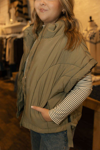 Bria Puffer Vest, Olive