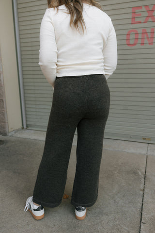 Two Tone Sweater Pants, Chocolate *final sale* - The Red Thread Boutique