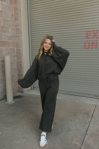 Two Tone Sweater Hoodie, Chocolate *final sale* - The Red Thread Boutique