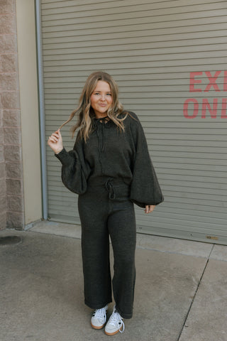 Two Tone Sweater Pants, Chocolate *final sale* - The Red Thread Boutique