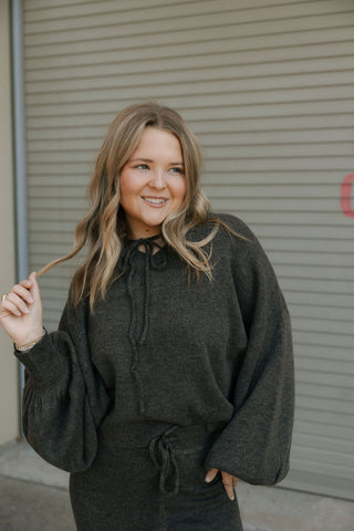 Two Tone Sweater Hoodie, Chocolate *final sale* - The Red Thread Boutique