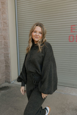 Two Tone Sweater Hoodie, Chocolate *final sale* - The Red Thread Boutique