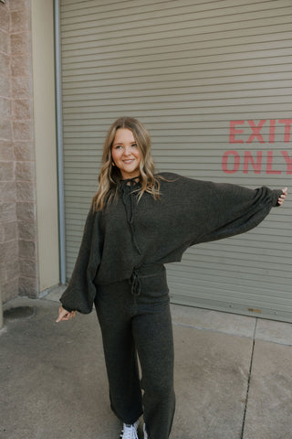 Two Tone Sweater Hoodie, Chocolate *final sale* - The Red Thread Boutique