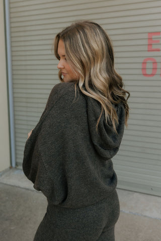 Two Tone Sweater Hoodie, Chocolate *final sale* - The Red Thread Boutique