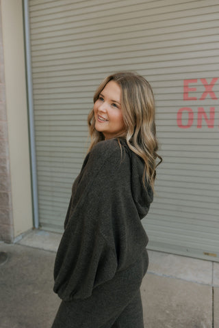 Two Tone Sweater Hoodie, Chocolate *final sale* - The Red Thread Boutique