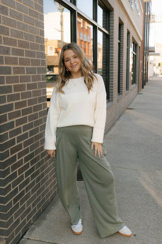 Celina Wide Leg Pants, Olive *final sale* - The Red Thread Boutique