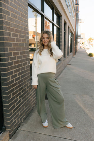 Celina Wide Leg Pants, Olive *final sale* - The Red Thread Boutique