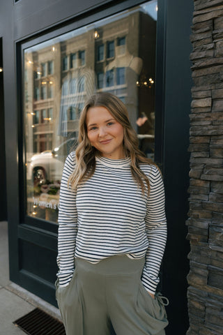 Stripe Knit Top, Navy