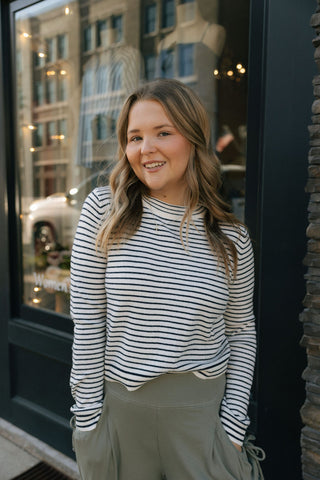 Stripe Knit Top, Navy