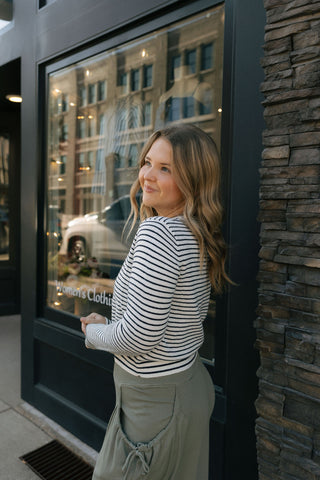 Stripe Knit Top, Navy
