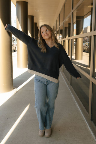 Color Combo Sweater, Navy *final sale*
