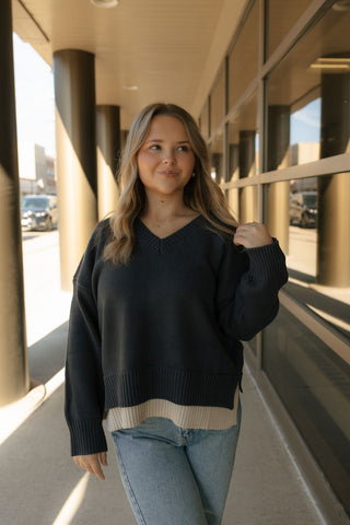 Color Combo Sweater, Navy *final sale*