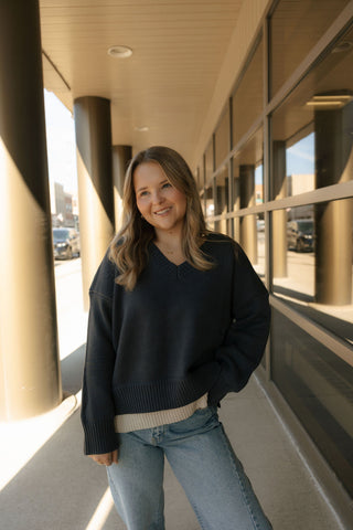 Color Combo Sweater, Navy *final sale*