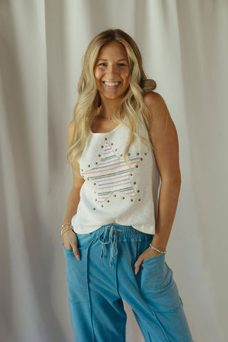 Striped Star Studded Tank