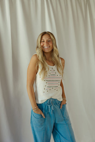Striped Star Studded Tank