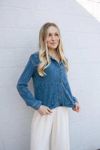 Bel Air Knit Denim Jacket, Vintage Indigo