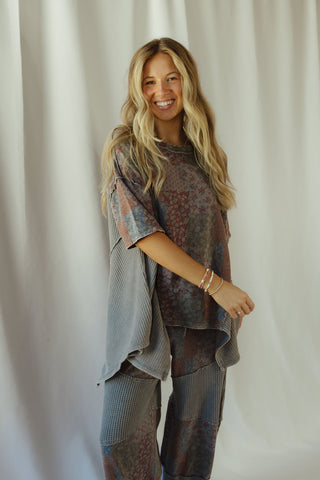 Salem Quilted Waffle Tee, Ash