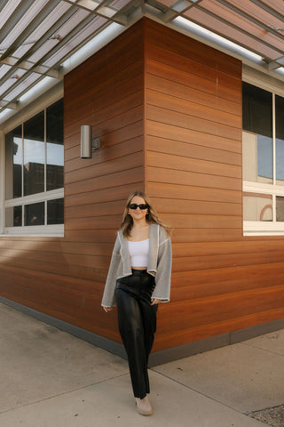 Pintuck Faux Leather Pants, Black