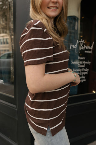 Foundation Stripe Tee, Sandalwood by Z Supply *final sale*