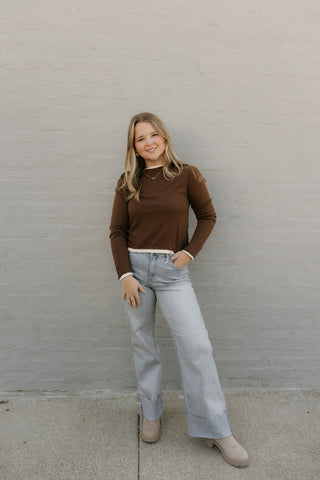 Layered Look Top, Brown *final sale