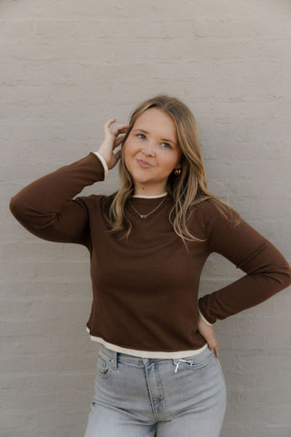 Layered Look Top, Brown *final sale