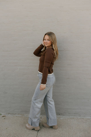 Layered Look Top, Brown *final sale