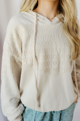 Romy Crochet Hoodie, Ecru - The Red Thread Boutique
