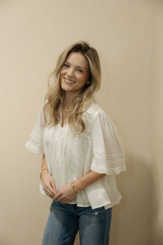 Luna Pintuck Top, Off White