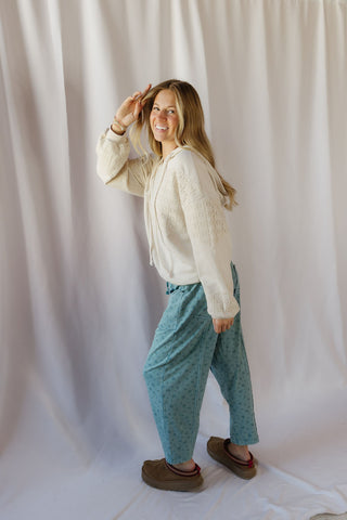 Tilly Basic Floral Barrel Jogger, Turquoise - The Red Thread Boutique