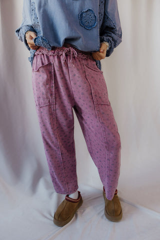 Tilly Basic Floral Barrel Jogger, Mulberry - The Red Thread Boutique
