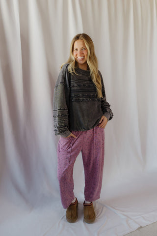 Hollis Ruffle Stripe Sweatshirt, Blueberry - The Red Thread Boutique