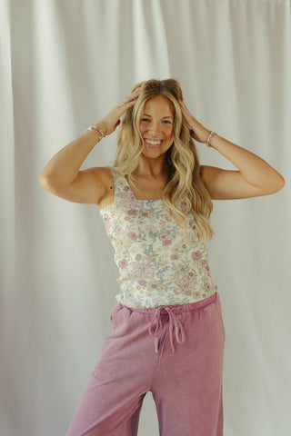 Rhea Floral Square Neck Tank