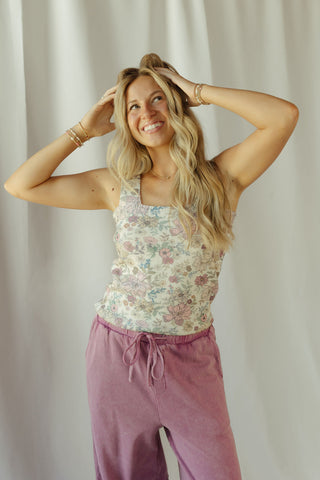 Rhea Floral Square Neck Tank