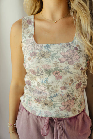 Rhea Floral Square Neck Tank