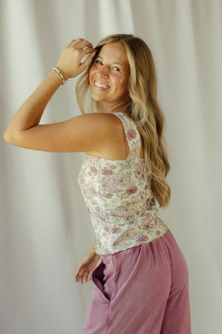 Rhea Floral Square Neck Tank