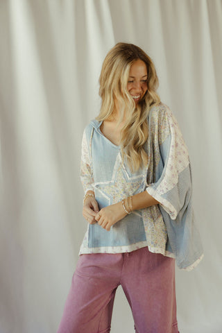 Star Hooded Top, Blue