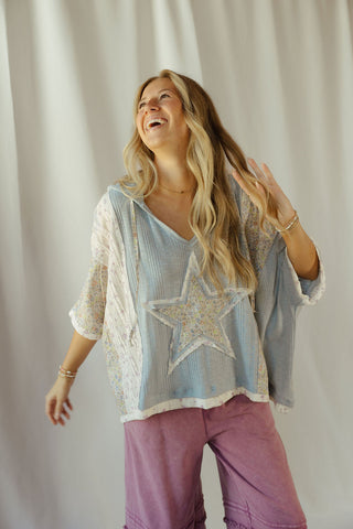 Star Hooded Top, Blue