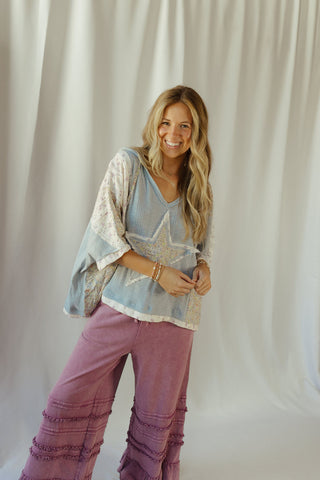 Star Hooded Top, Blue