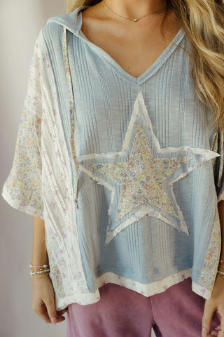 Star Hooded Top, Blue