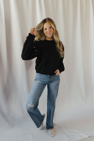 Z Supply Axel Grommet Sweatshirt, Black - The Red Thread Boutique