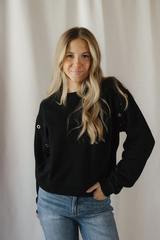 Z Supply Axel Grommet Sweatshirt, Black - The Red Thread Boutique