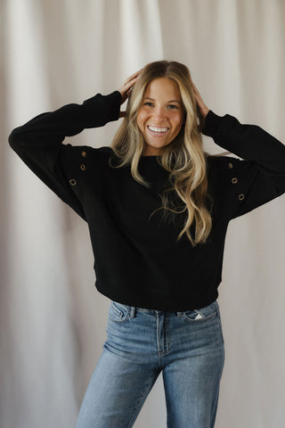 Z Supply Axel Grommet Sweatshirt, Black - The Red Thread Boutique