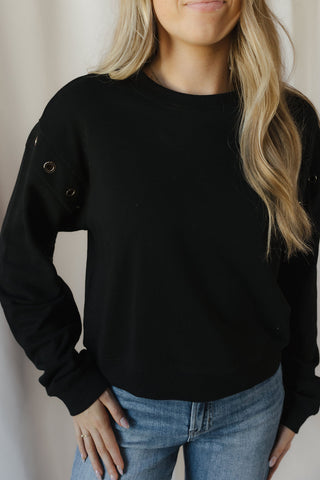 Z Supply Axel Grommet Sweatshirt, Black - The Red Thread Boutique