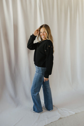 Z Supply Axel Grommet Sweatshirt, Black - The Red Thread Boutique