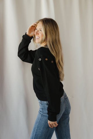 Z Supply Axel Grommet Sweatshirt, Black - The Red Thread Boutique