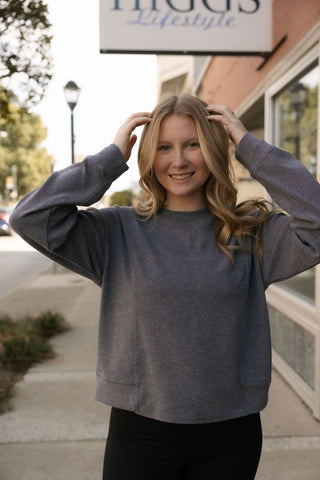 Dream Knit Jane Top, Obsidian Gray